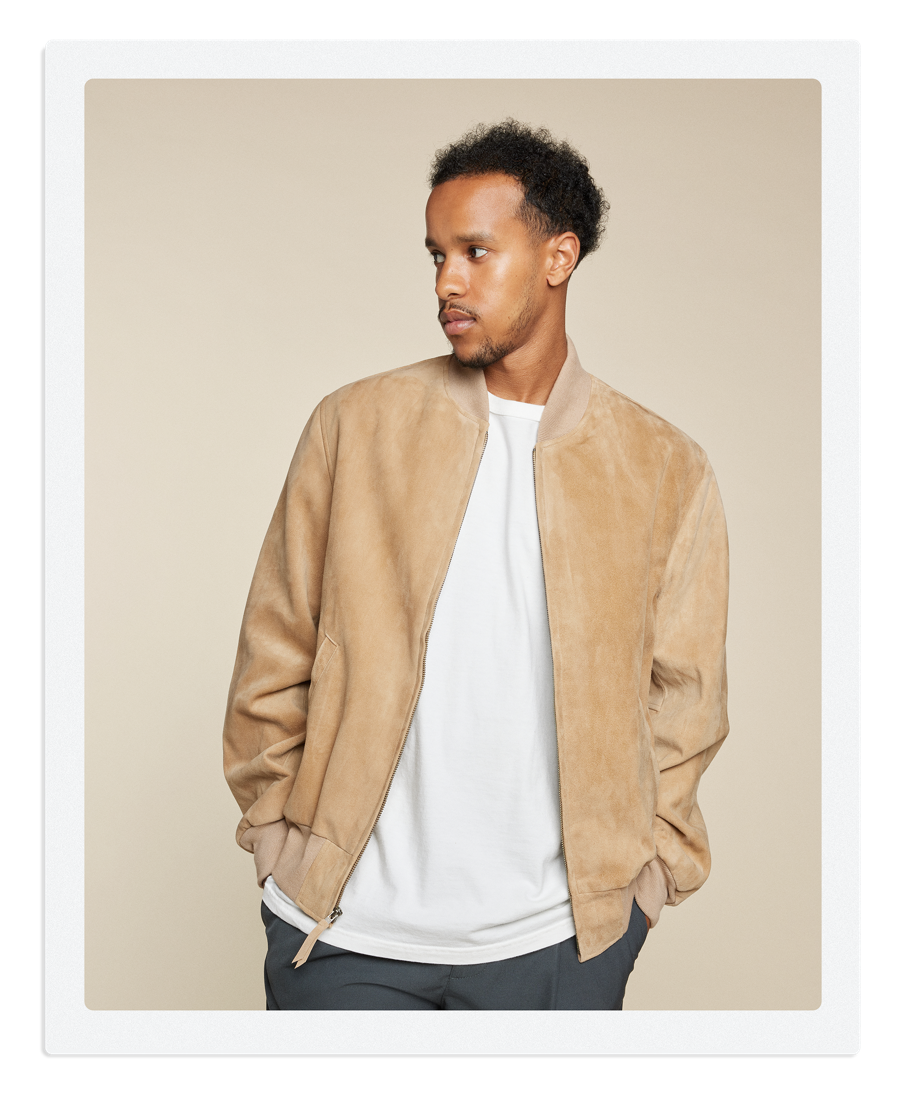 Camel suede top bomber jacket